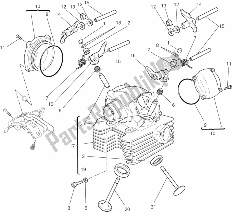 Alle onderdelen voor de Verticale Cilinderkop van de Ducati Monster 795 ABS Thailand 2014